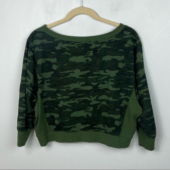 Good American Green Camo Sweatshirt Size XL Camouflage Revolve Boxy Athletic Top - Picture 7 of 12